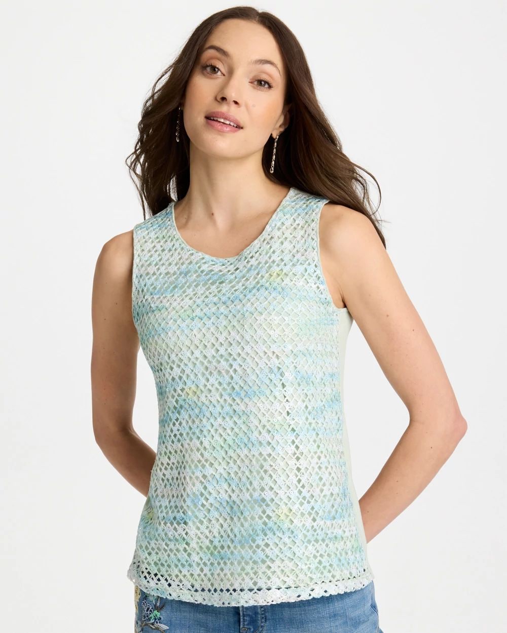 Mermaid Sequin Mesh Crochet Tank | Chico's